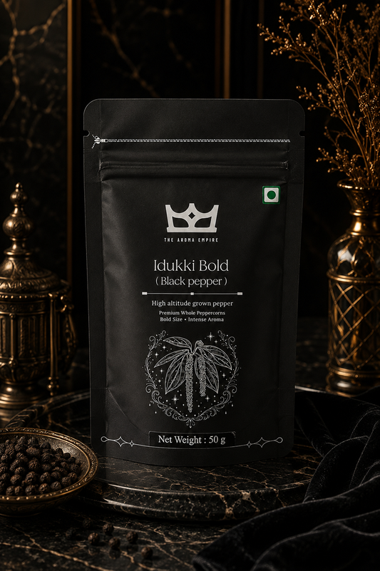 The Aroma Empire Idukki Bold Black Peppercorns 50g | Pack of 1