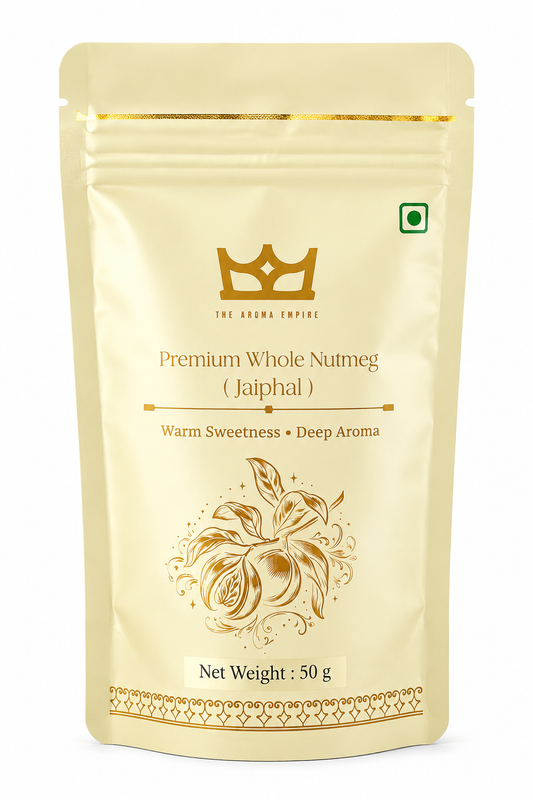 The Aroma Empire Premium Whole Nutmeg (Jaiphal) 50g | High Quality Whole Jaiphal Spice | Natural Aromatic Nutmeg for Cooking, Baking & Traditional Recipes